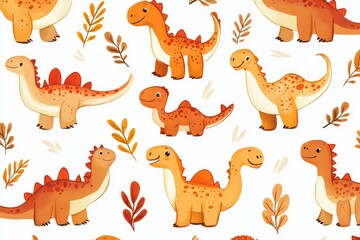 cute dinosaur set on a white background 