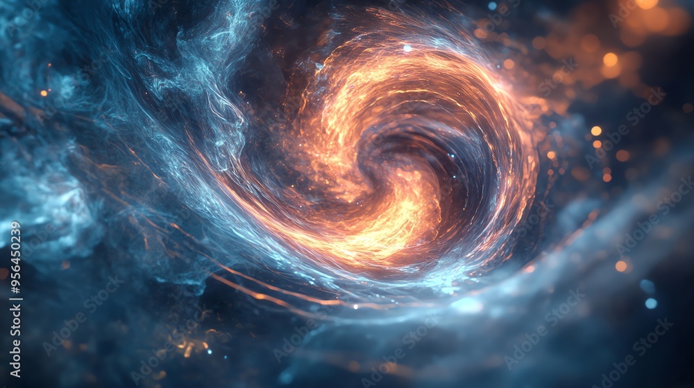 Poster abstract swirl of fire and ice, creating a mesmerizing pattern of light and energy.