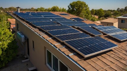 Fototapeta premium Solar panel on roof generating green power