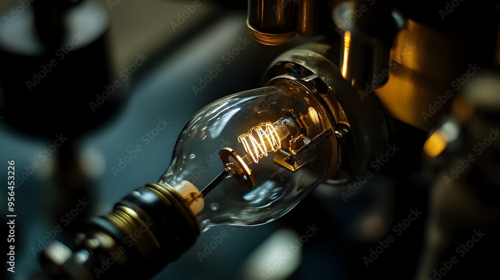 Poster detailed macro photograph showcasing the installation process of a headlight bulb highlighting the i