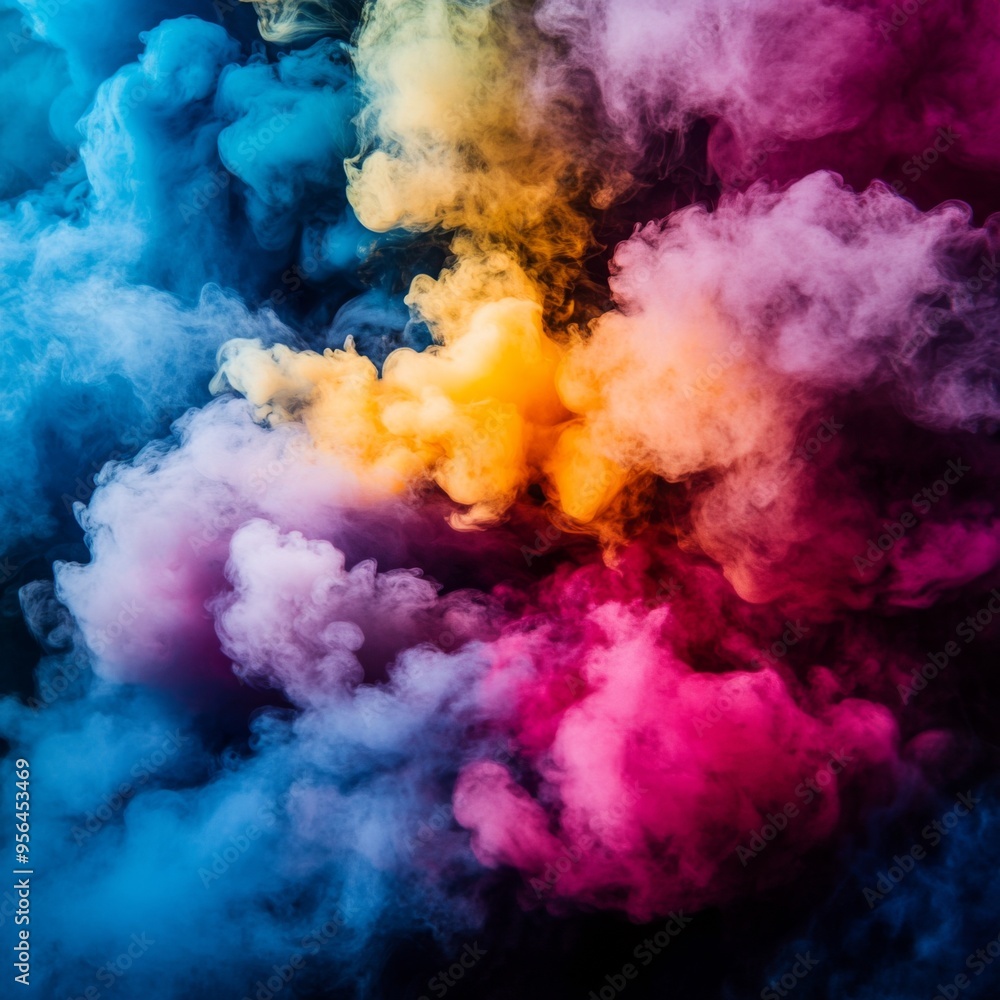Aufkleber these prompts should work well for generating stock photos that feature colorful smoke in a 16:9 asp
