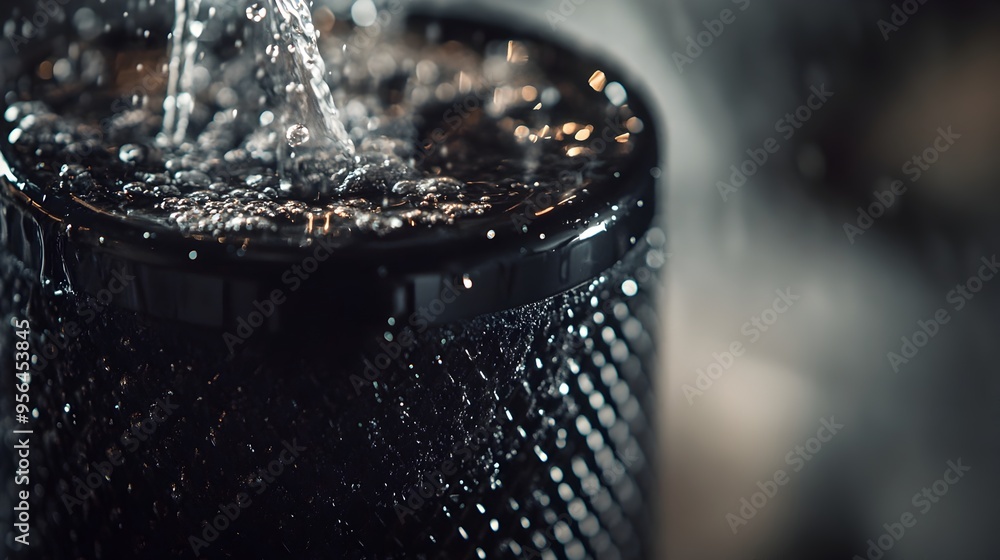 Aufkleber detailed macro photograph showcasing the intricate installation process of a carbon water filter hig