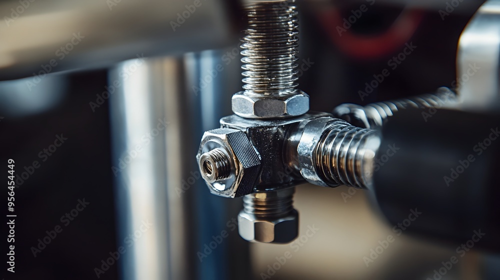 Poster macro photograph highlighting the screw threads and attachment points of a water filter mounting bra