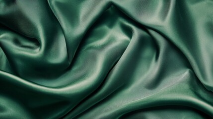 Fototapeta premium A green fabric with a subtle sheen and soft folds, creating a luxurious atmosphere