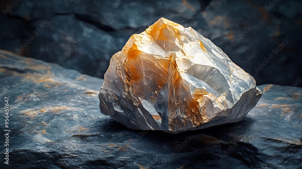 Aufkleber natural stones on a dark background for product presentation : generative ai