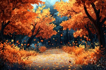 Fototapeta premium A Path Through Autumnal Woods