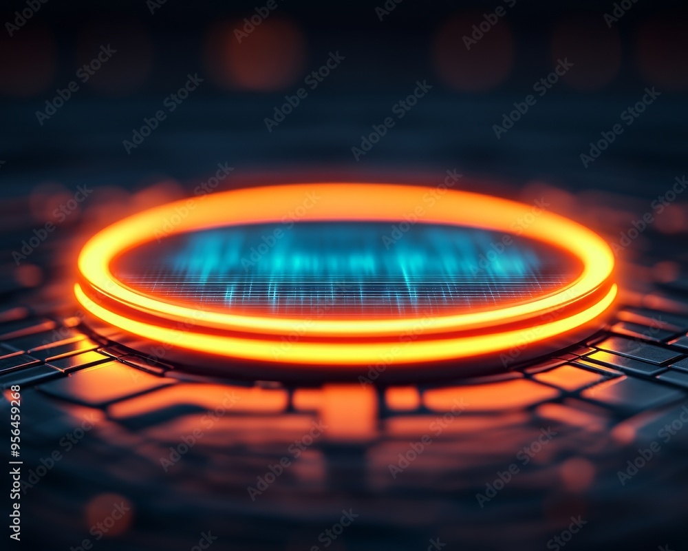 Aufkleber a striking digital interface featuring a glowing circular element, ideal for technology and futurist