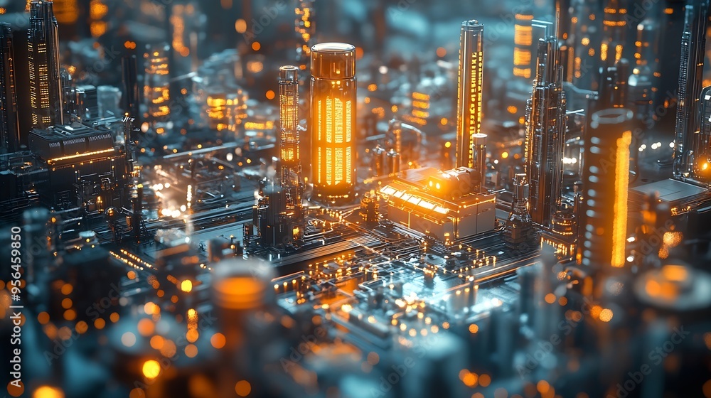 Aufkleber smart industry 40 automation big data industry analysis 40 business concept and modern technology : 
