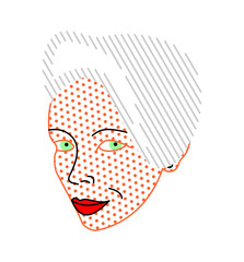 Beautiful face girl pop art style. Pretty woman with short hair graphic design street style