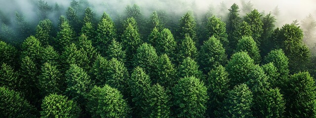 An aerial view of lush green forest promoting sustainability and biodiversity, ideal for business environmental initiatives or campaigns. Business with copy space.