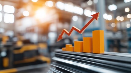 A vibrant growth chart in an industrial setting symbolizes increasing success and business performance. Ideal for finance and industry themes.