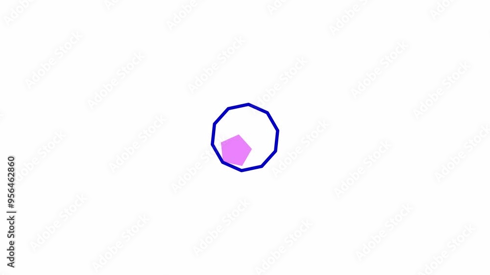 Poster pentagon inside turning polygonal shape loading animation. virtual network animated element 2d abstr