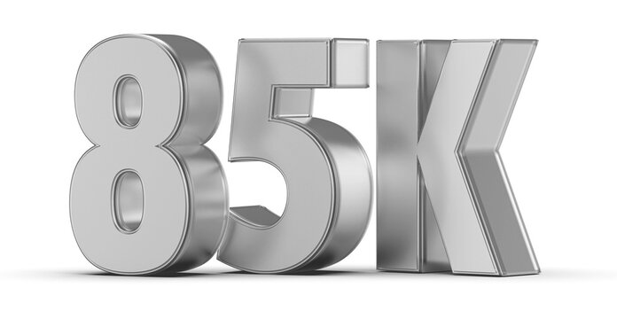 85k Followers Silver Number 3D Render