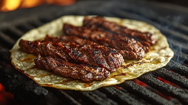 mexican style carne asada charcoal grill for grilling arrachera and sirloin style meat carne asada from northern mexico carne asada tacos from sonora traditional mexican food : Generative AI
