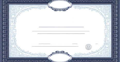 Blank full empty frame achievement official certificate document form template with an ornate border and copy space