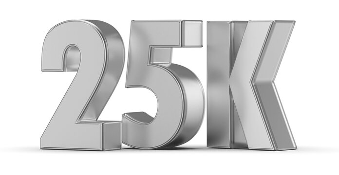 25k Followers Silver Number 3D Render