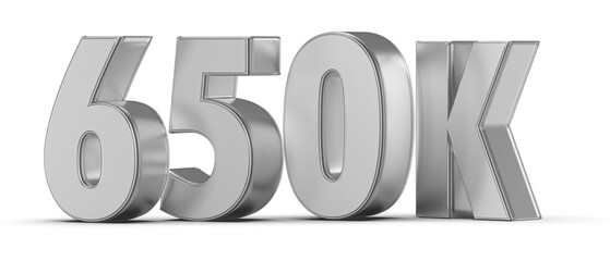 650k Followers Silver Number 3D Render
