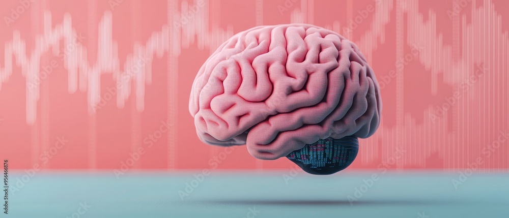 Poster digital brain with abstract technology background concept illustration.