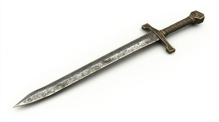 A medieval sword isolated on a white background.