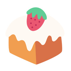 Cute straw berry cake illustration