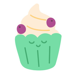 Blueberry cupcake illustration