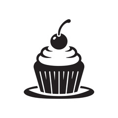 Cupcake silhouette Icon, muffin logo.abstract food symbol, Vector illustration isolated on white background. Can be used as icon, sign or symbol - cupcake silhouette.
