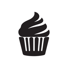 Cupcake silhouette Icon, muffin logo.abstract food symbol, Vector illustration isolated on white background. Can be used as icon, sign or symbol - cupcake silhouette.