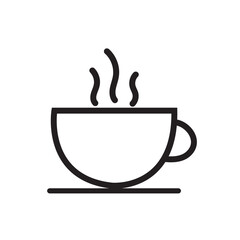 Coffee and tea cup outline icon isolated flat design vector illustration on white background.