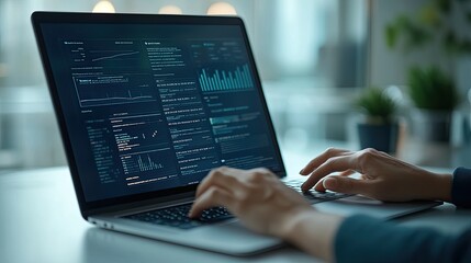 14. Open laptop displaying a digital business plan, modern approach to strategic planning.