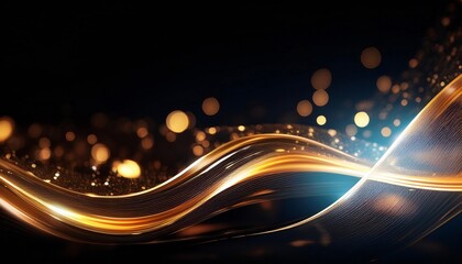 wavy glass shape background with bokeh light on black backdrop