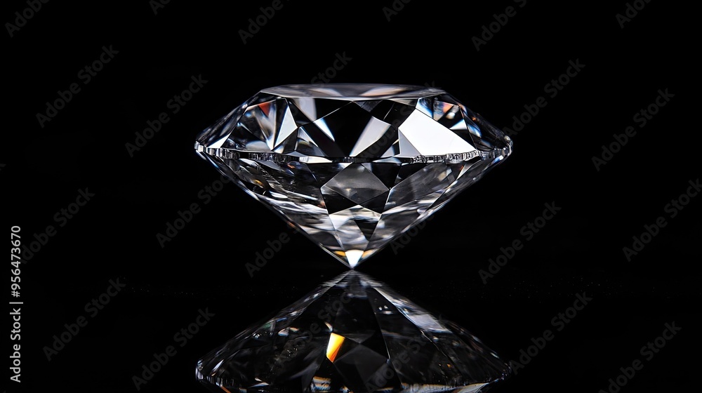 Poster a sparkling diamond, reflecting light and creating a dazzling display of brilliance.