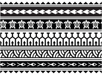Polynesian tattoo tribal band design. Samoan tattoo tribal ornament border.
 Decorative seamless pattern.