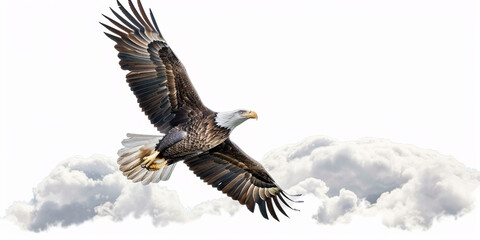 Obraz premium Bald eagle in flight with wings spread