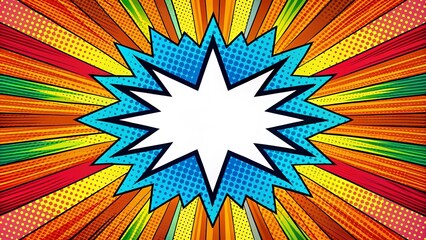 Fototapeta premium Colorful and bold 90s retro comic with abstract background