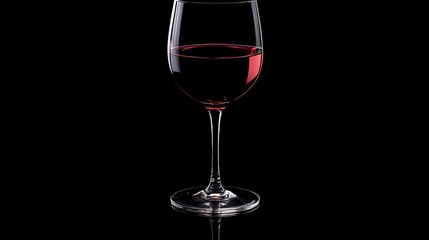 Glass of red wine on black background.