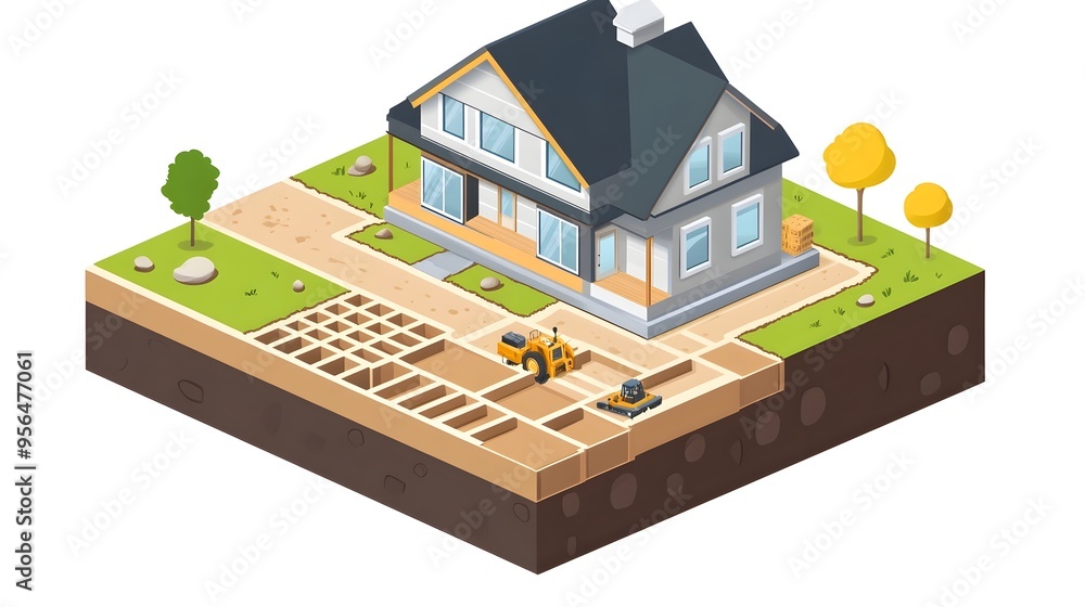 Poster detailed infographic showcasing the step by step process of laying the foundation for a new resident