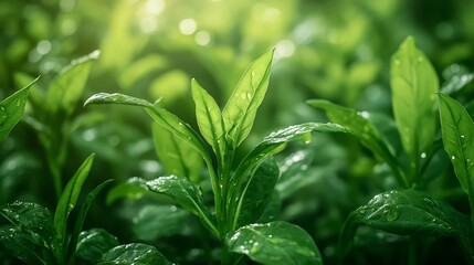 Obraz premium Green Water spinach background ready to harvest : Generative AI