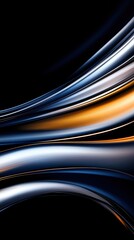Abstract Blue Metallic Wave Background with Smooth Glossy Curves