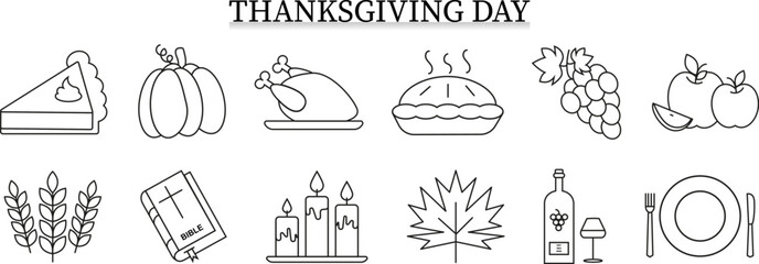 Thanksgiving day. Vector set. Web icons collection.