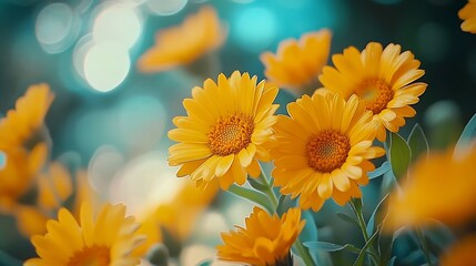 Obraz premium Yellow calendula flowers in the garden : Generative AI