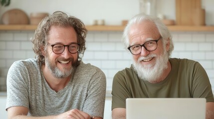 Adult daughter helping elderly mother navigate modern technology, fostering family bonds, intergenerational education, and digital empowerment.