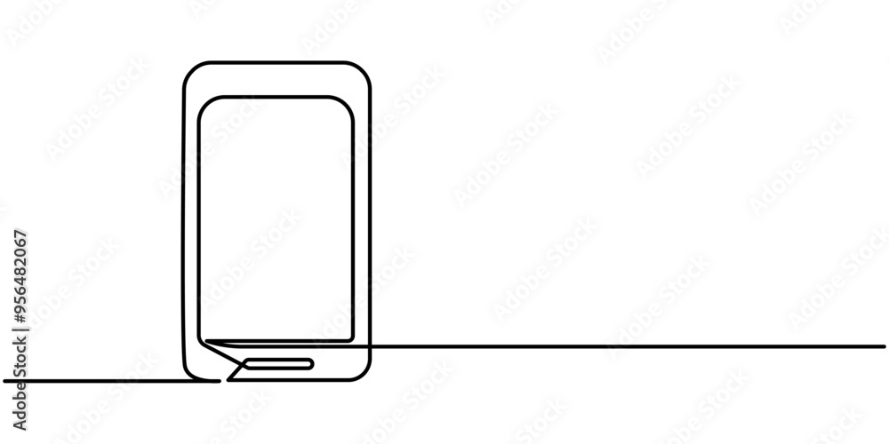Poster phone line background. one line drawing background. continuous line drawing of smartphone. vector il