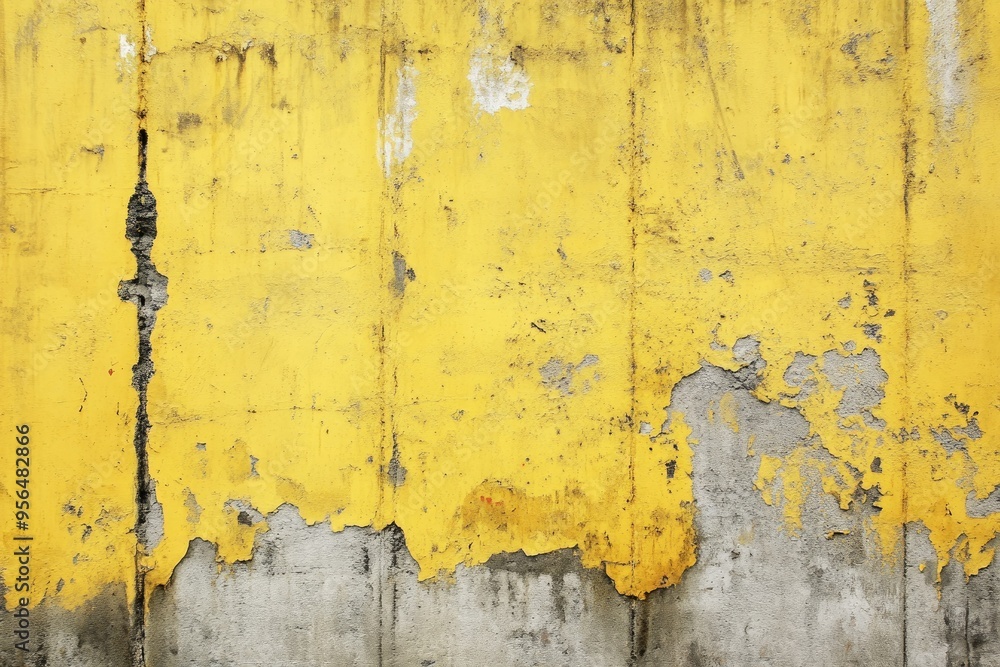 Poster yellow peeling paint on concrete wall. this is a high-resolution image that is perfect for creating 