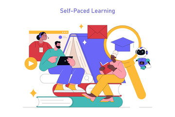 Adult Education. Flat Vector Illustration