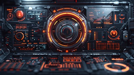 Obraz premium Cyberpunk-inspired UI kit, futuristic interface, 