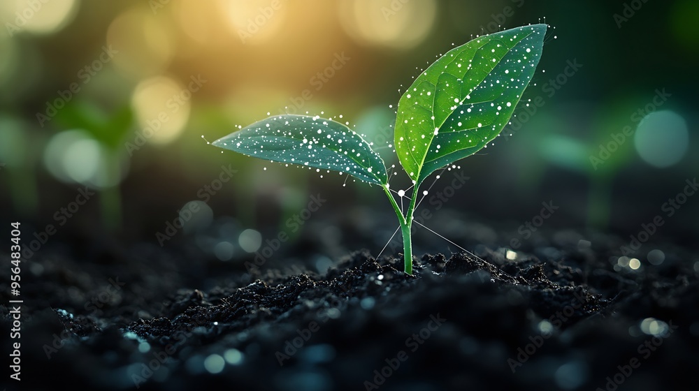 Aufkleber agricultural growth concept it has both the benefits of soil and plants including the use of artific