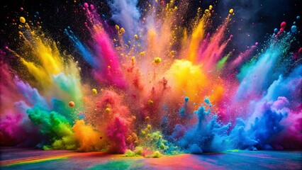 Colorful explosion of Holi powder during festival celebration