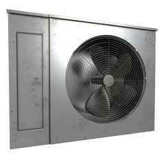 3D rendering of an industrial wall fan with a vintage metal design