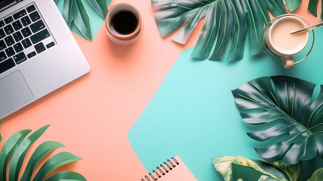 Infographic for freelance business showing tips and strategies for freelancers to thrive in a competitive market, modern design with creative elements like notebooks, laptops, and coffee cups