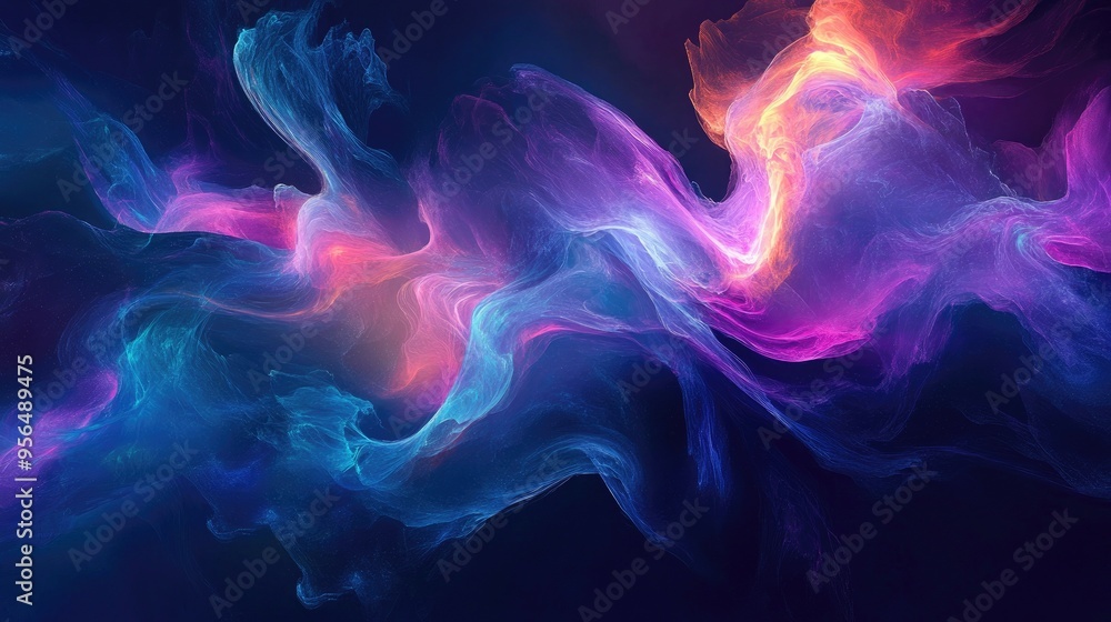 Poster abstract colorful swirls of light and dark create a mesmerizing and ethereal background.